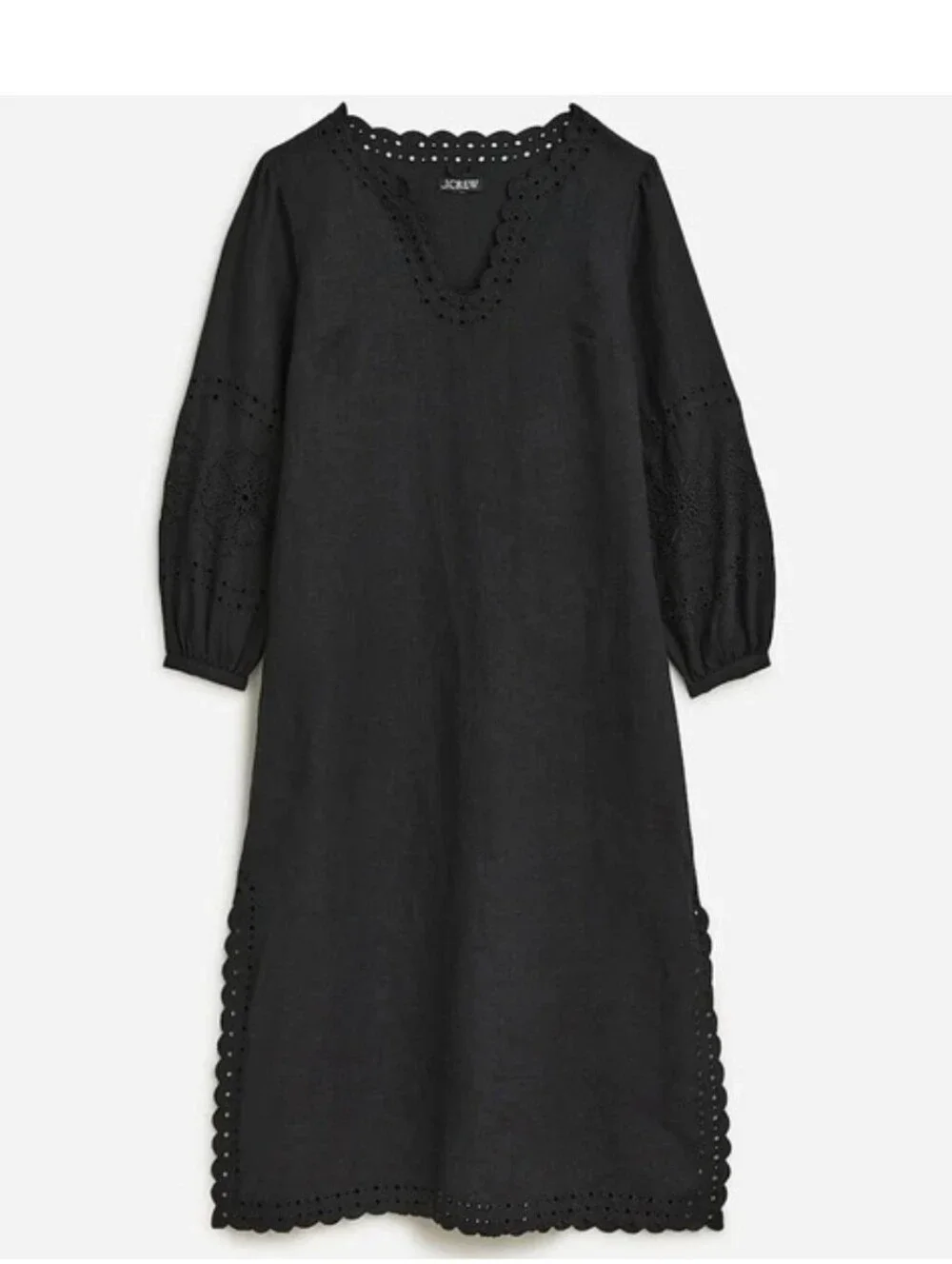J. Crew Black Scalloped Eyelet Midi Dress